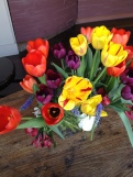 Fresh spring tulips on the table