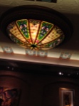 Stained glass chandelier in the Mahogany Grille
