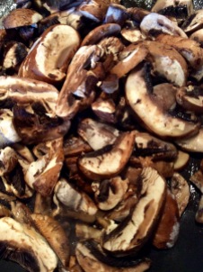 Sliced mushrooms, sautéing